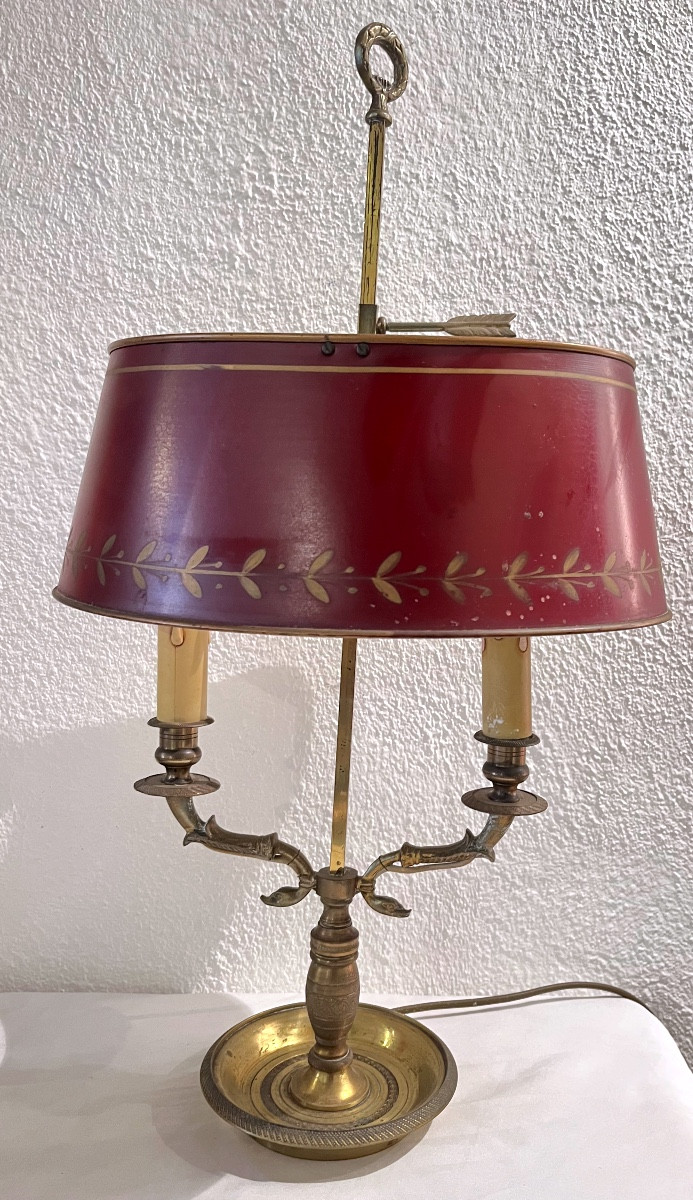 Empire Style Bouillotte Lamp In Bronze Painted Sheet Metal