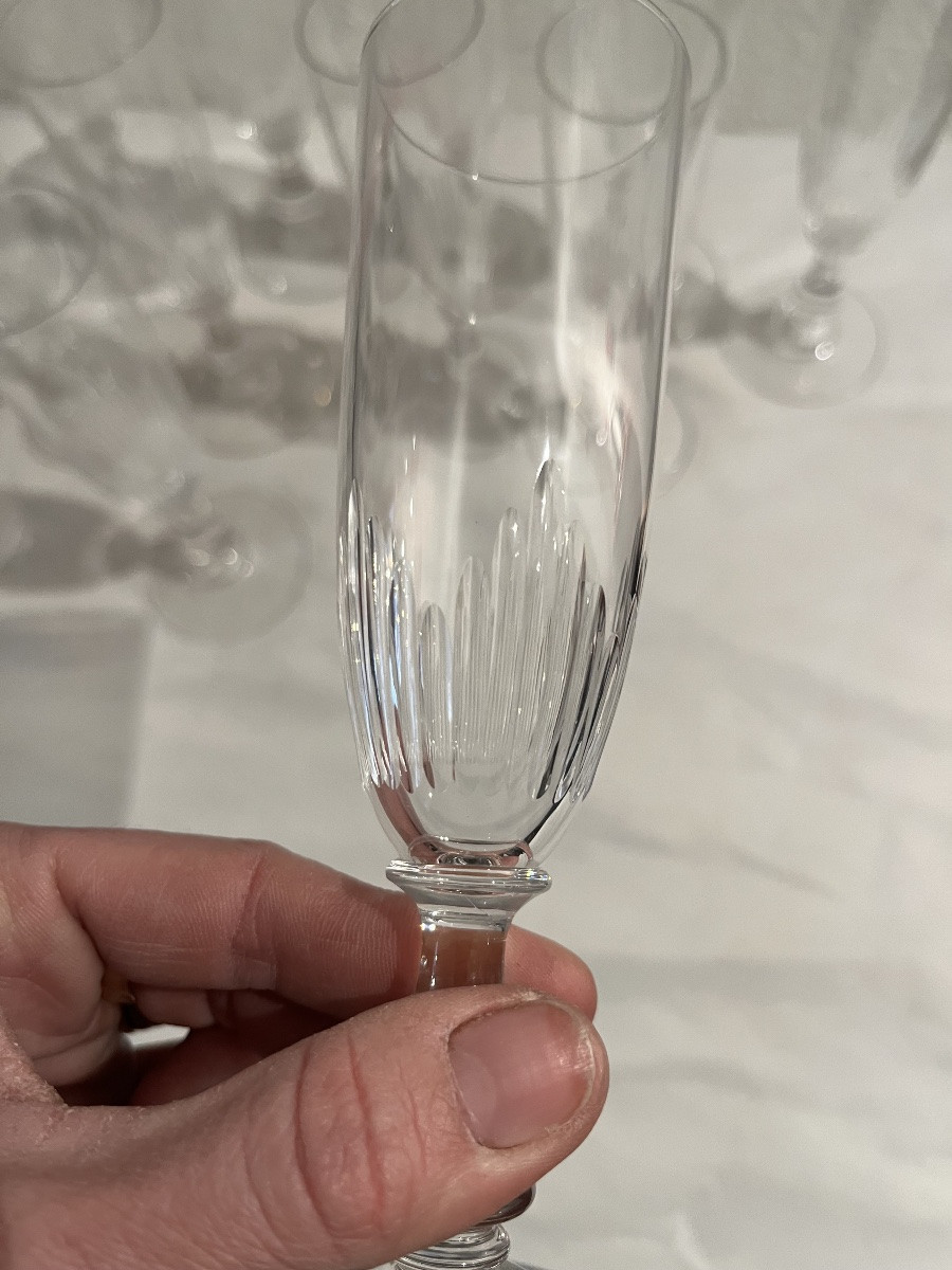 Baccarat 12 flûtes champagne cristal ancien jeux d’orgue-photo-3