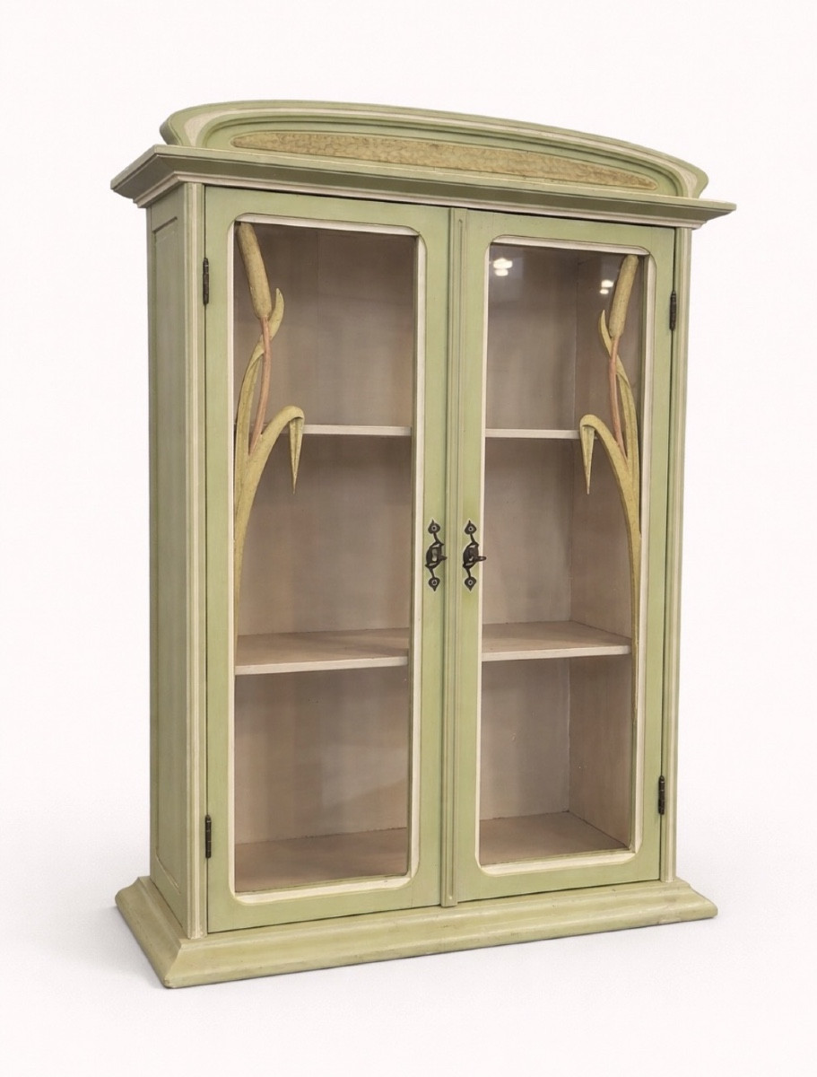 Vitrine art nouveau bois peint 