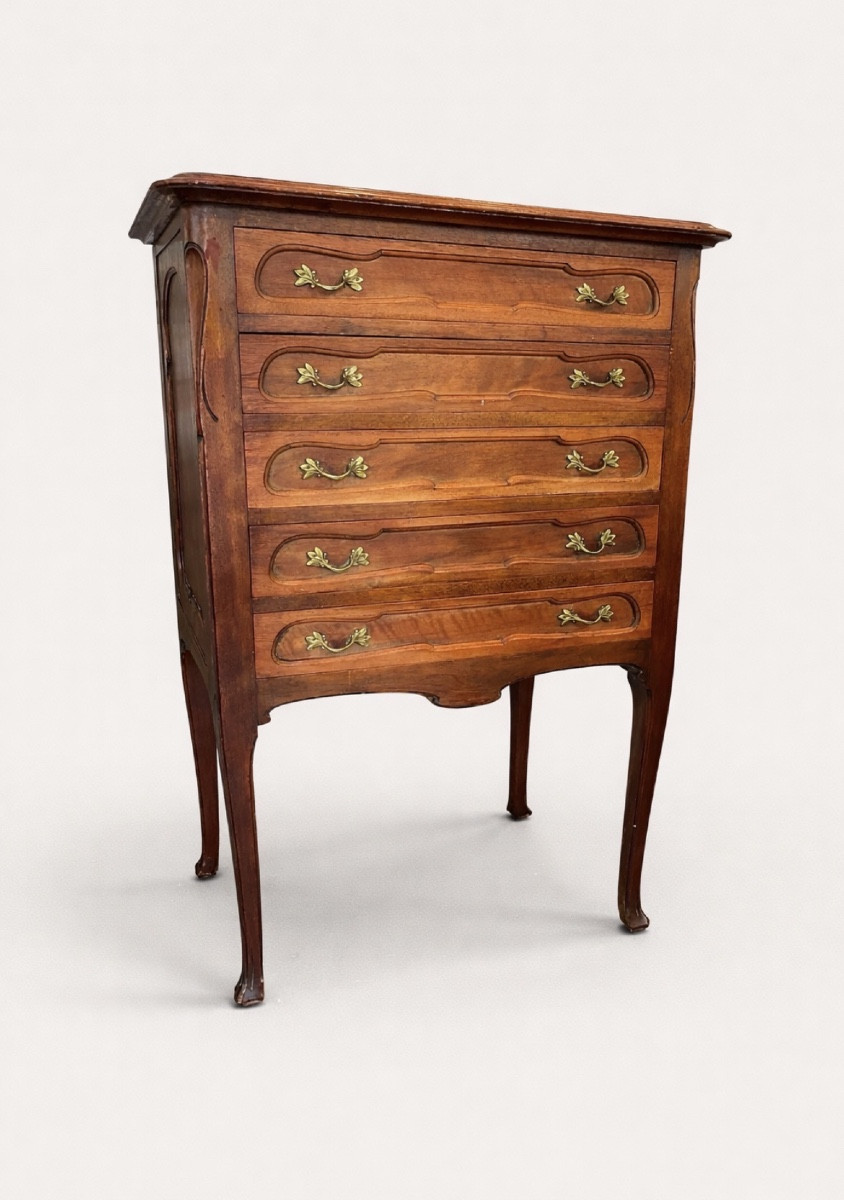 Antique Art Nouveau Walnut Silver Cabinet