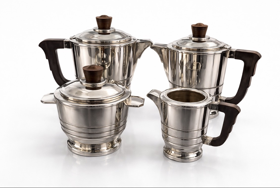 Art Deco Tea Set Coffee Silver Metal