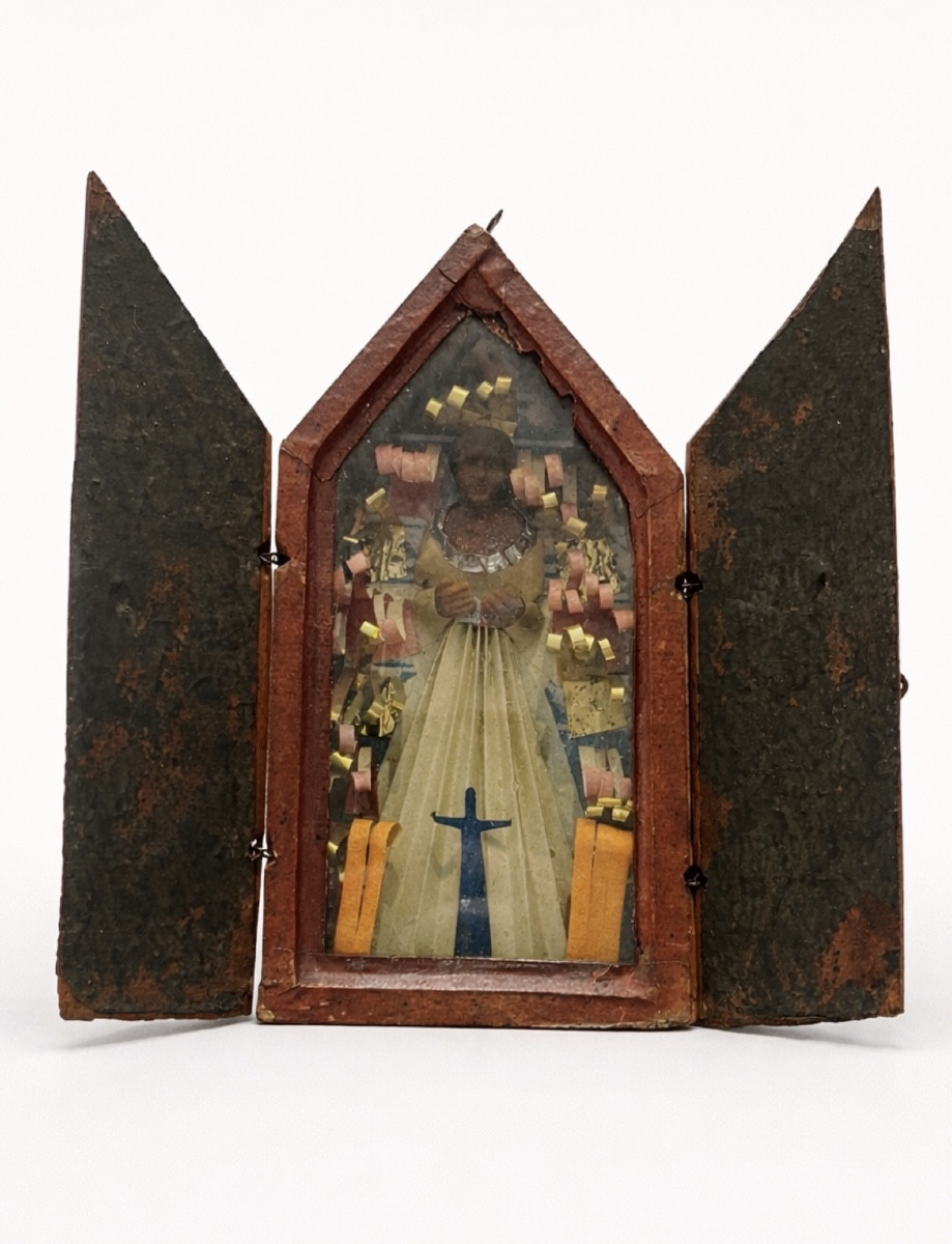 Boîte de sainte reliquaire vierge noire XIX e rare 