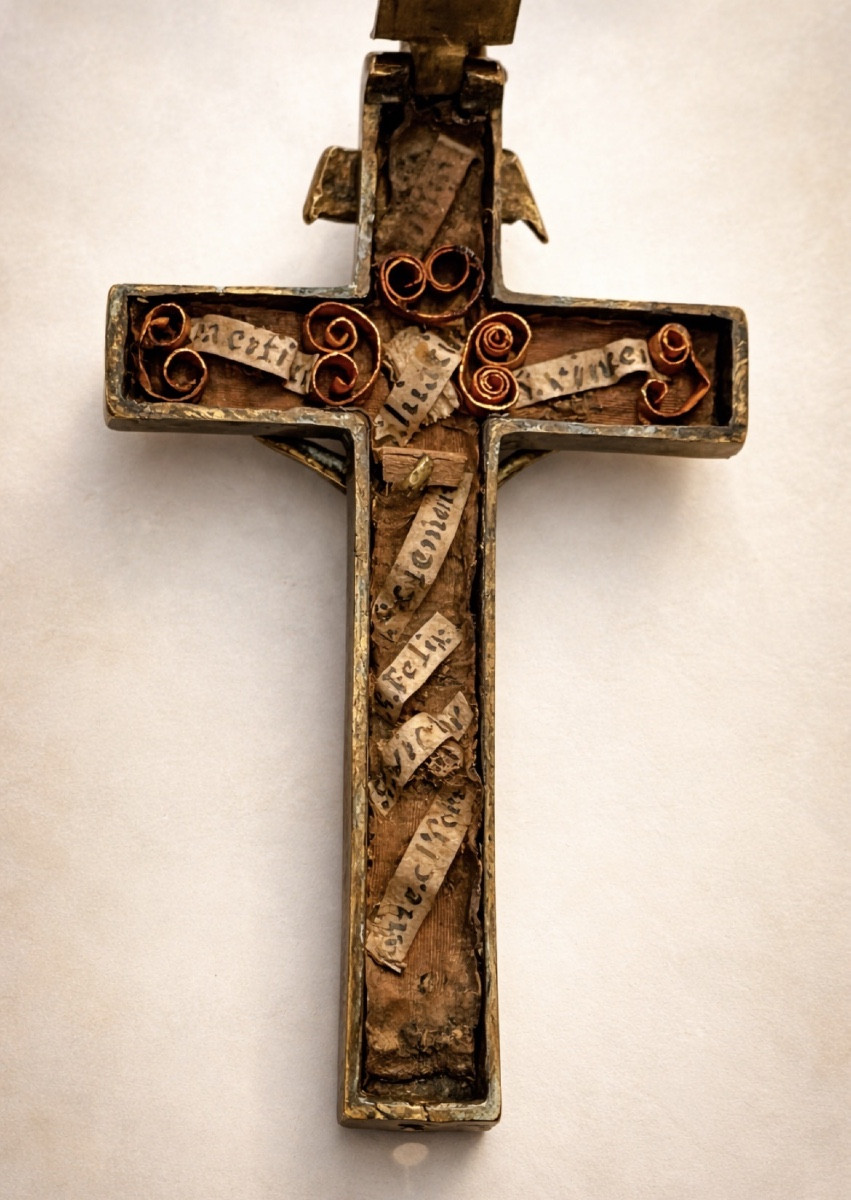 Ancien christ porte reliquaire paperolle St felix St Vincent 