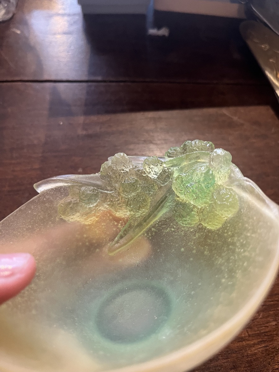 Daum coupelle vide poche mimosas pâte de verre -photo-3
