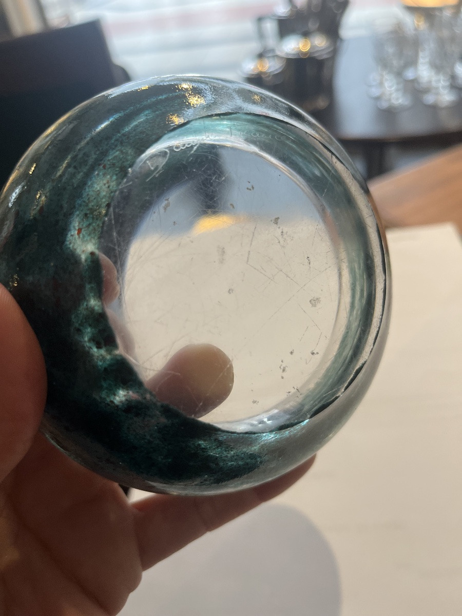 Vide, poche Cristal, moucheté, daum bleu, Vintage, Design-photo-4