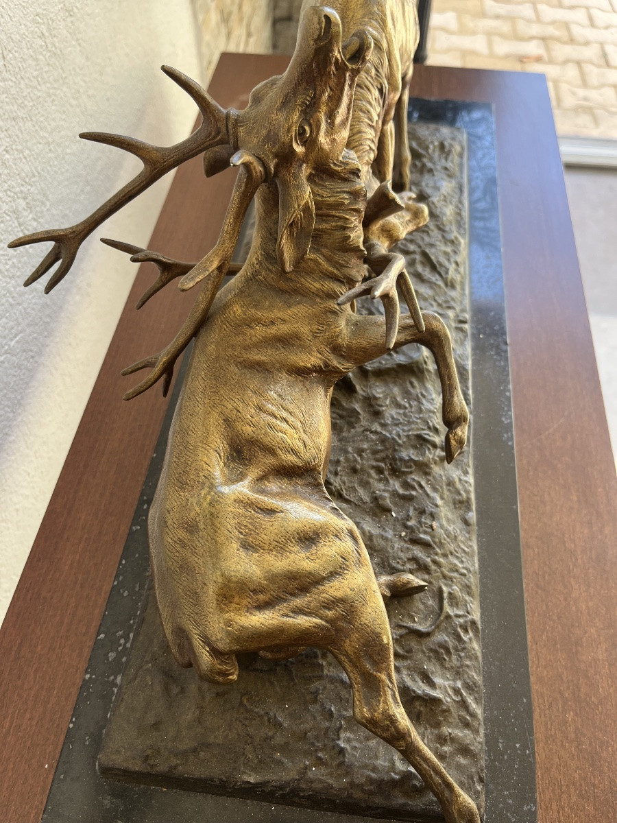 Bronze Stag Fight édouard Guy 19th Century-photo-3