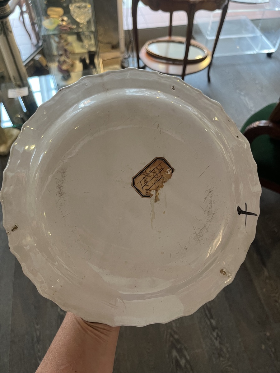 Moustier-varage Earthenware Plate With 18th-century Chinese-style Decoration-photo-3