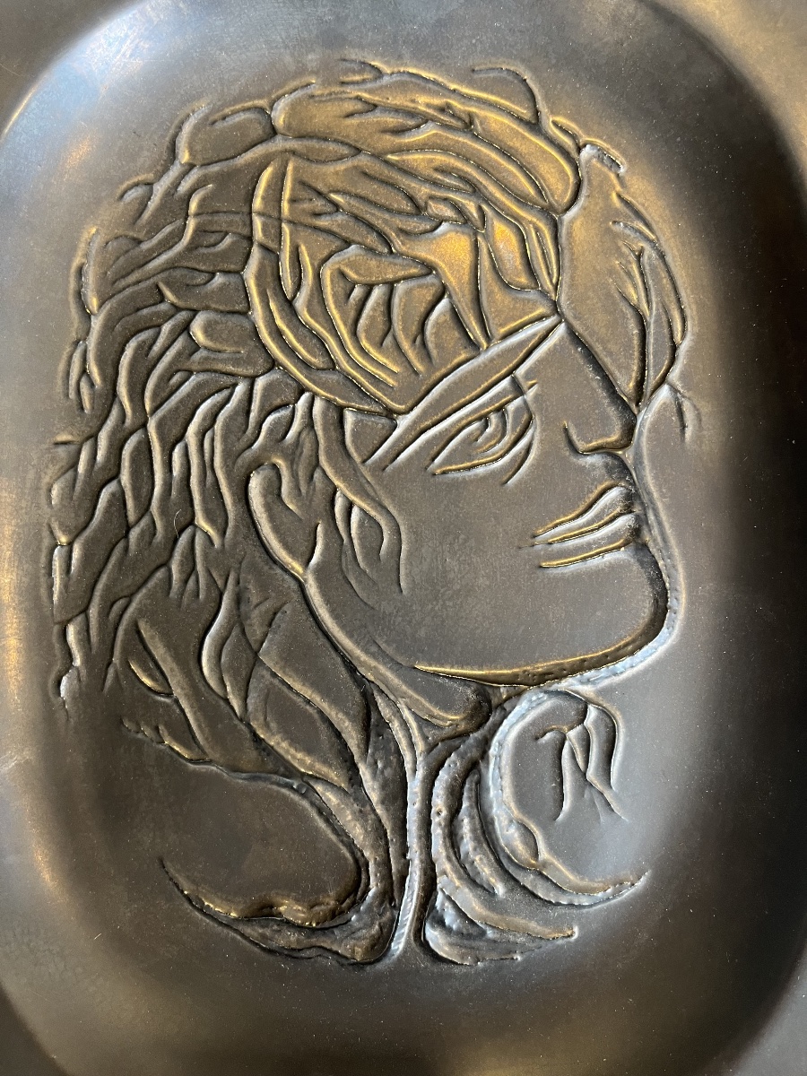 Jean marais grand plat au visage  céramique vintage -photo-2