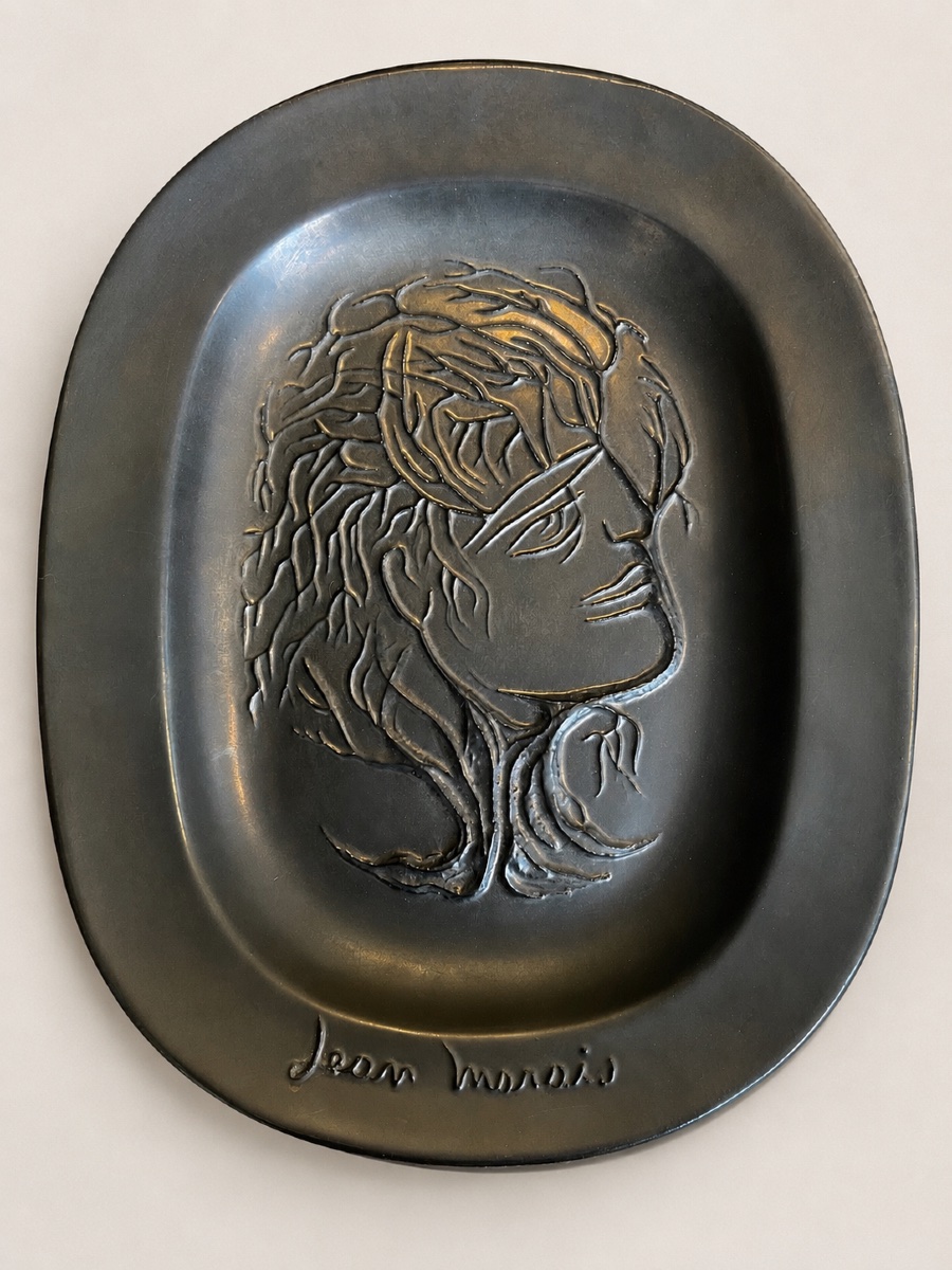 Jean marais grand plat au visage  céramique vintage 
