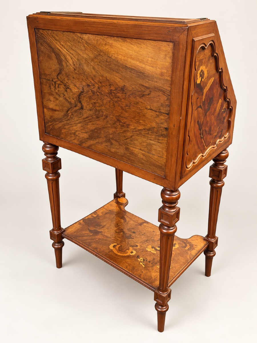 émile Gallé: Rare Art Nouveau Ladies' Desk With Marquetry -photo-2