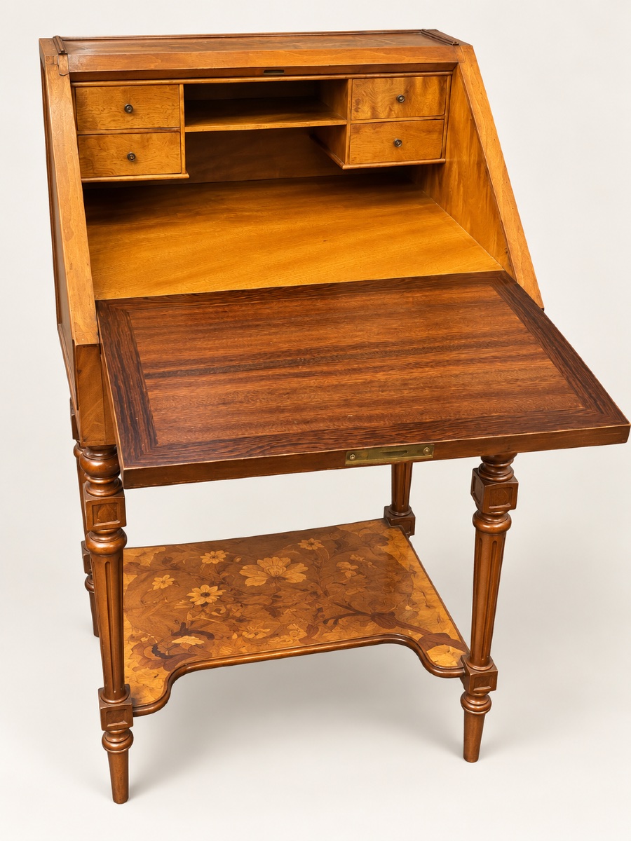 émile Gallé: Rare Art Nouveau Ladies' Desk With Marquetry -photo-3