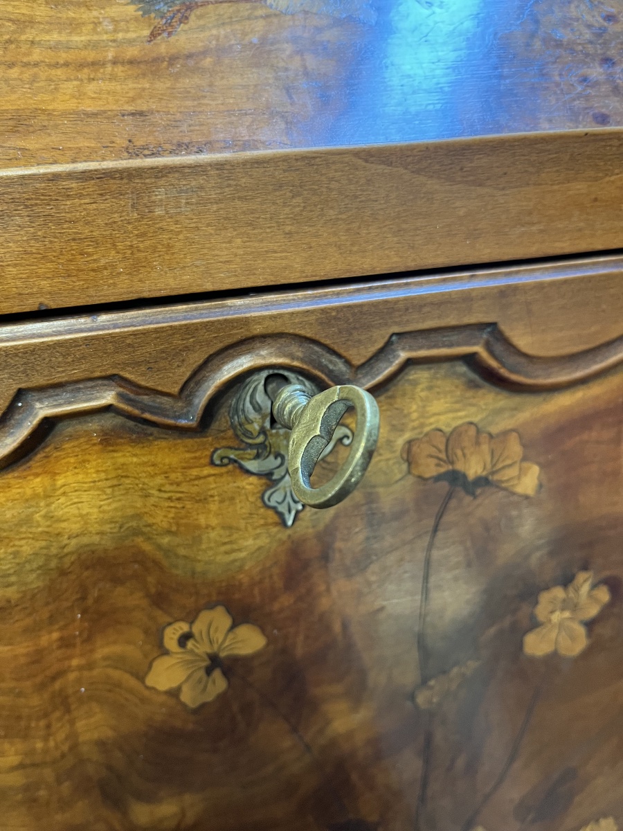 émile Gallé: Rare Art Nouveau Ladies' Desk With Marquetry -photo-2