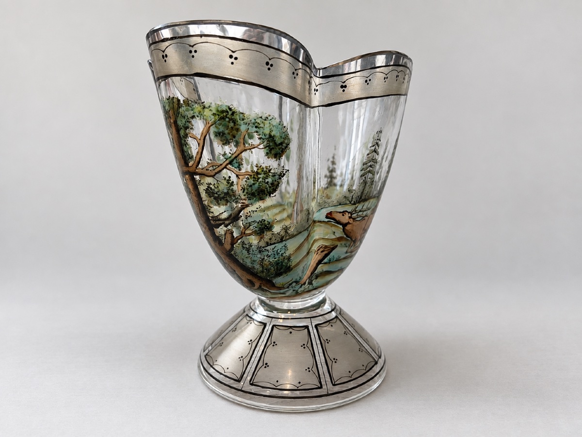 Coupe verre émaillé décor chasse Josef lenhard XIX e -photo-2