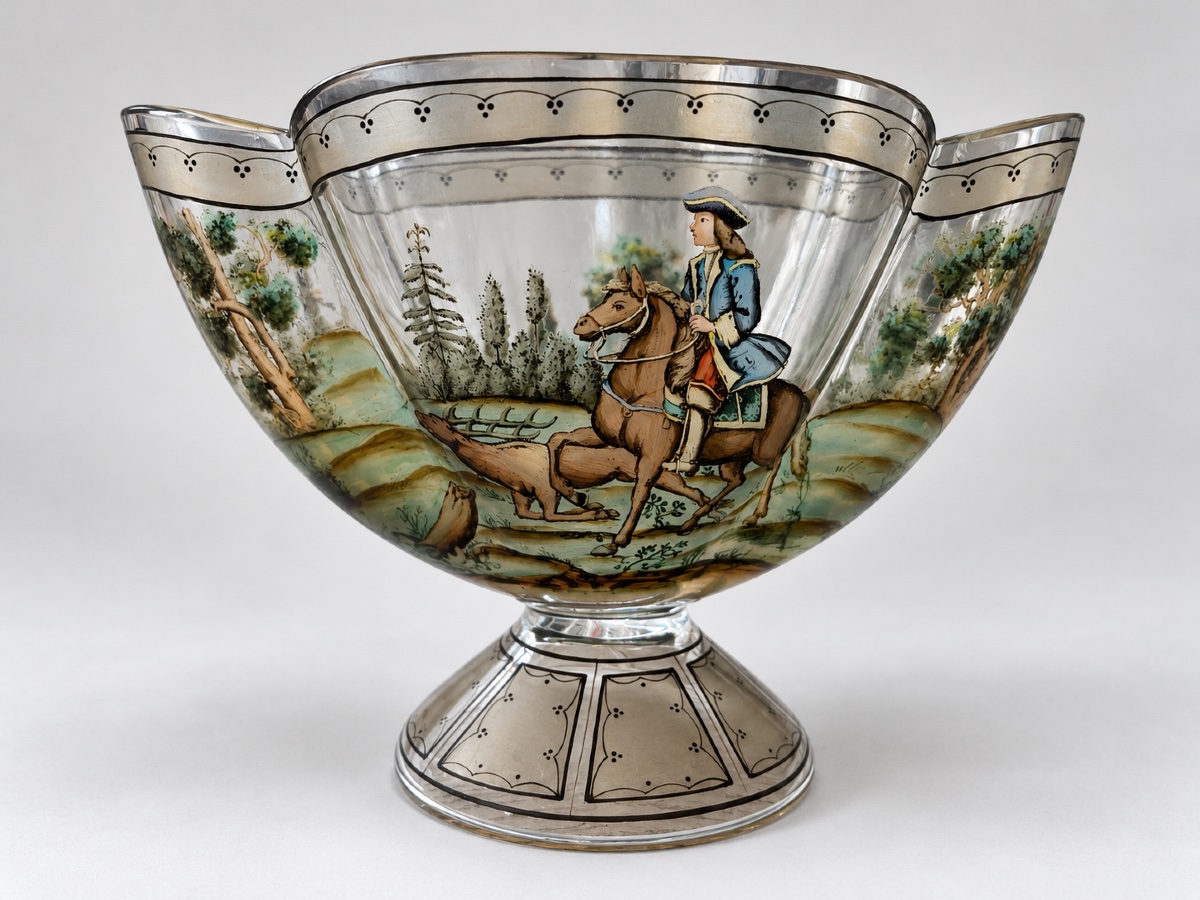 Coupe verre émaillé décor chasse Josef lenhard XIX e -photo-3