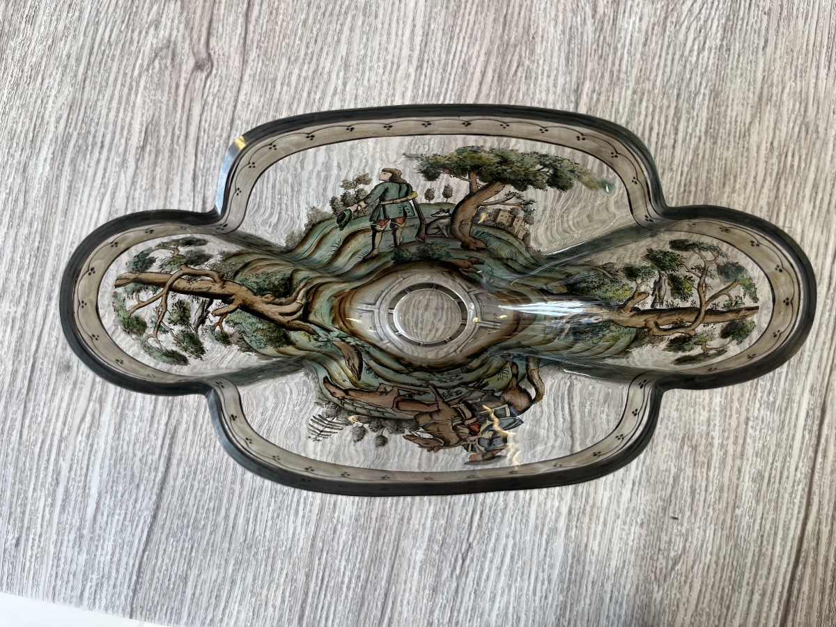 Coupe verre émaillé décor chasse Josef lenhard XIX e -photo-3
