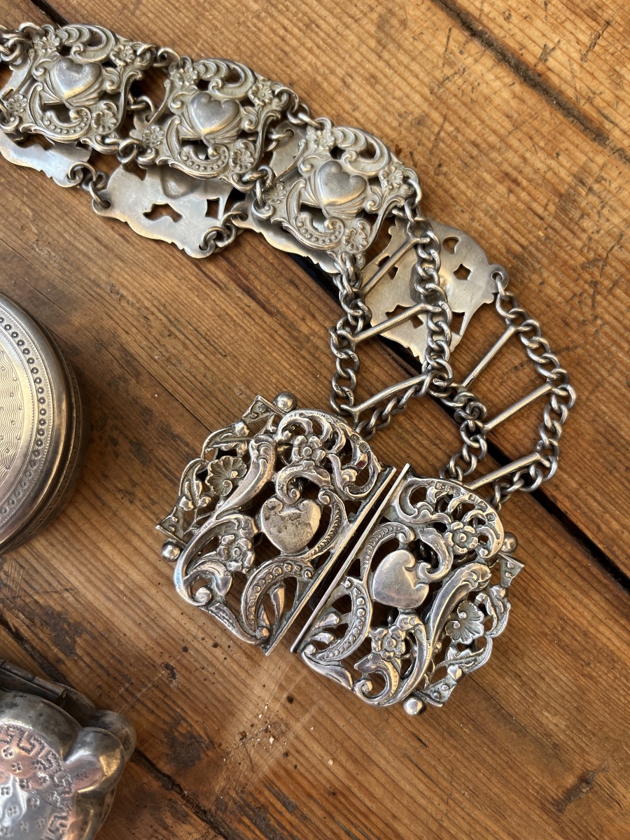 Ceinture d’infirmière argent massif edouardienne birmingham nurse ´ s belt -photo-4
