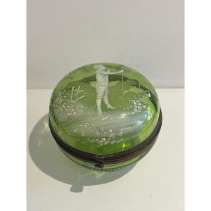 Antique 19th Century Mary Gregory Enamelled Glass Jewelry Box 