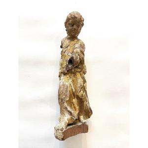 Ancienne sculpture religieuse bois dore XVIII e siècle putti