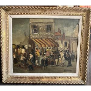 Ancien tableau huile sur toile lutece pierrepont bohème 
