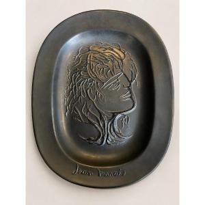 Jean marais grand plat au visage céramique vintage