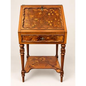 Émile Gallé rare bureau de dame art nouveau marqueterie