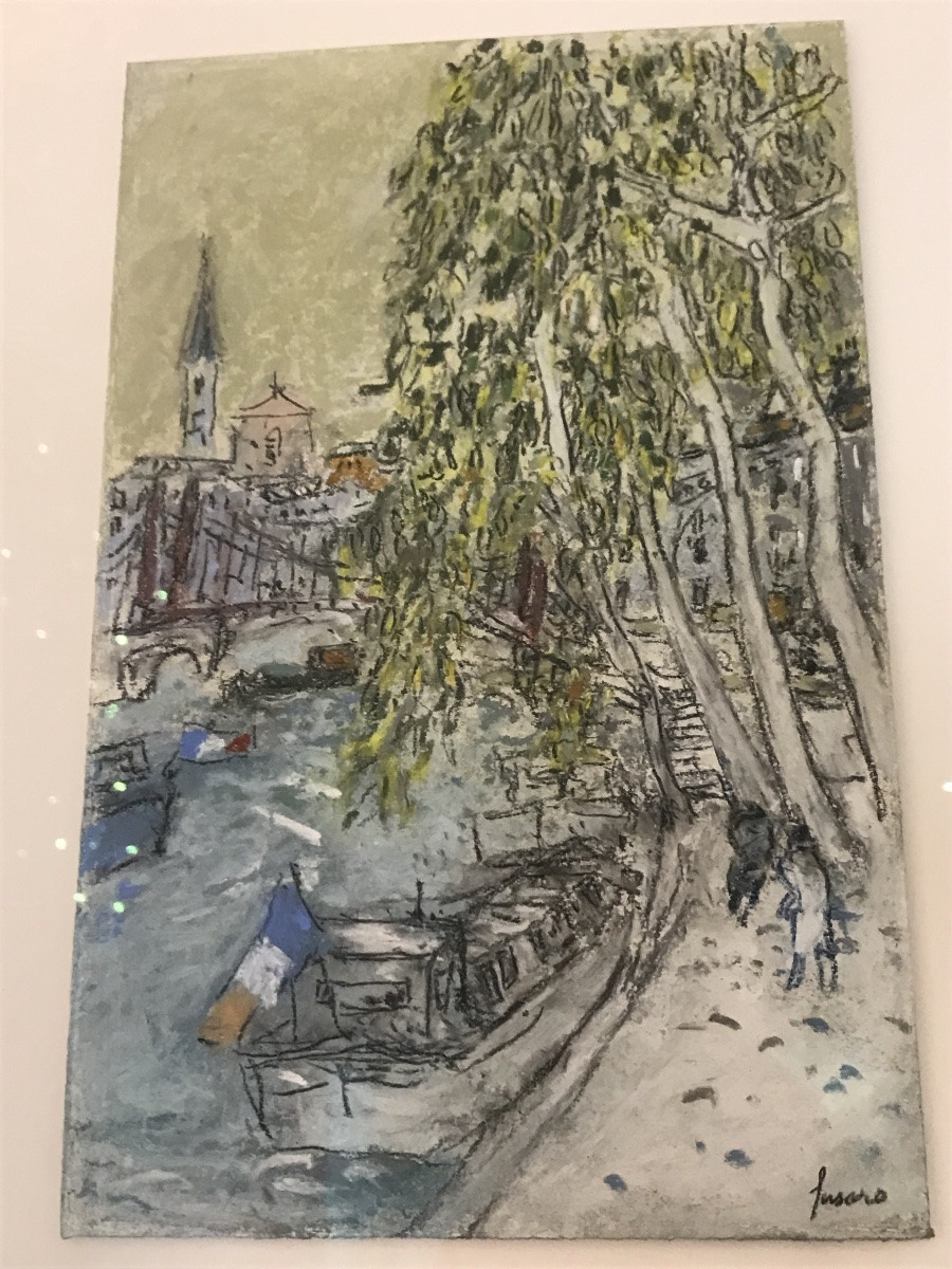La passerelle saint Georges ; pastel par Fusaro . -photo-3