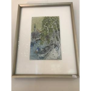 La passerelle saint Georges ; pastel par Fusaro . 