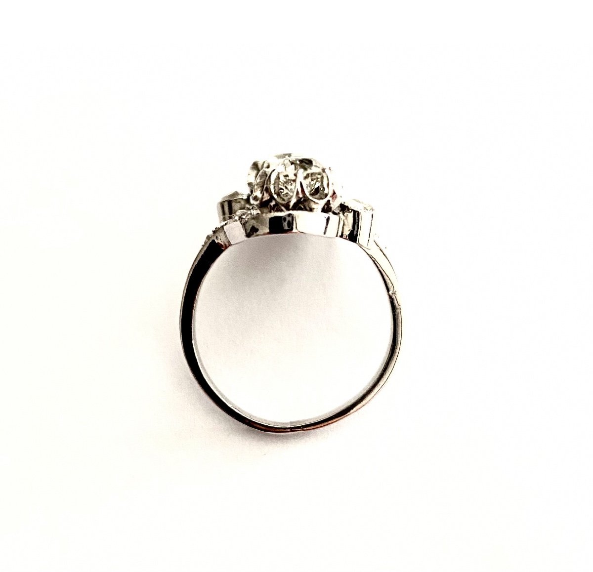 Bague Belle Epoque « vous et moi » diamants (0,70 carat x 2) en platine-photo-2