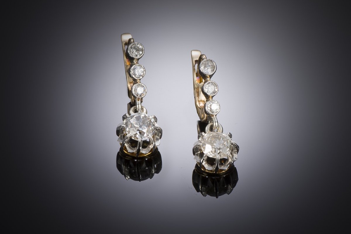 Late 19th Century Diamond Earrings (1.60 Carat)
