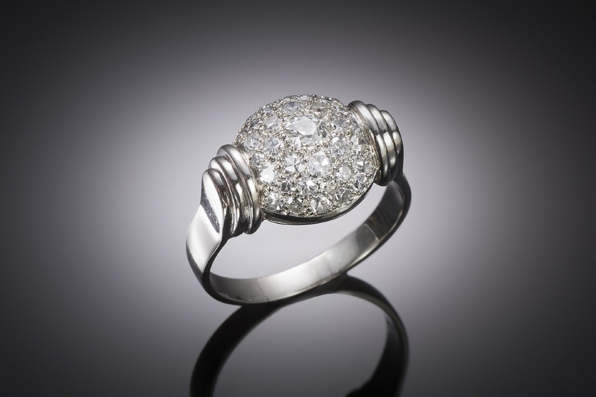 Modernist Diamond Ring. French Work By Henri Bloch Around 1935.