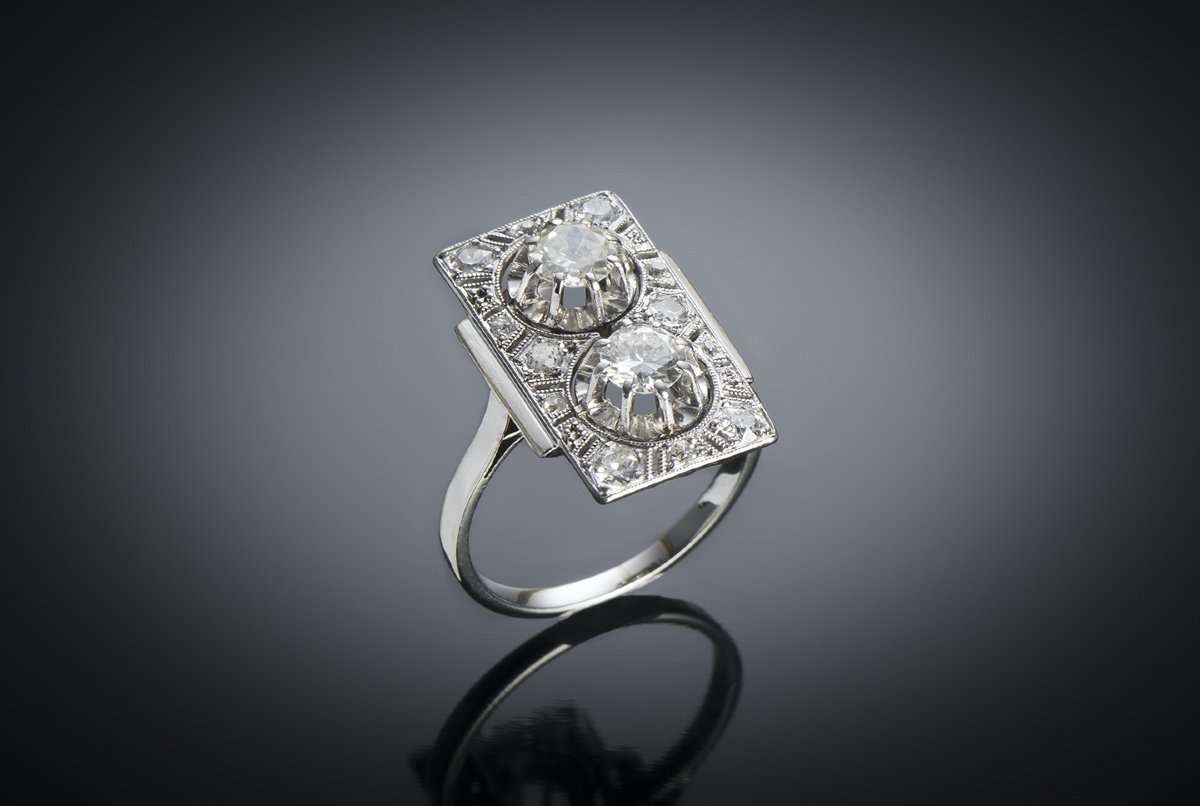 Bague Art déco diamants (1,5 Carat). Travail français vers 1930.