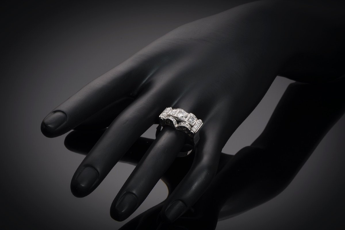 Modernist Ring Circa 1935 Diamonds (1.5 Carat)-photo-2