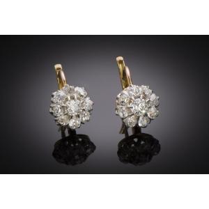 French Late 19th Century Diamond Earrings, 2.10 Carats