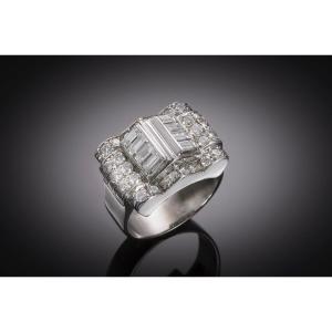 Modernist Ring Circa 1935 Diamonds (2.30 Carats)