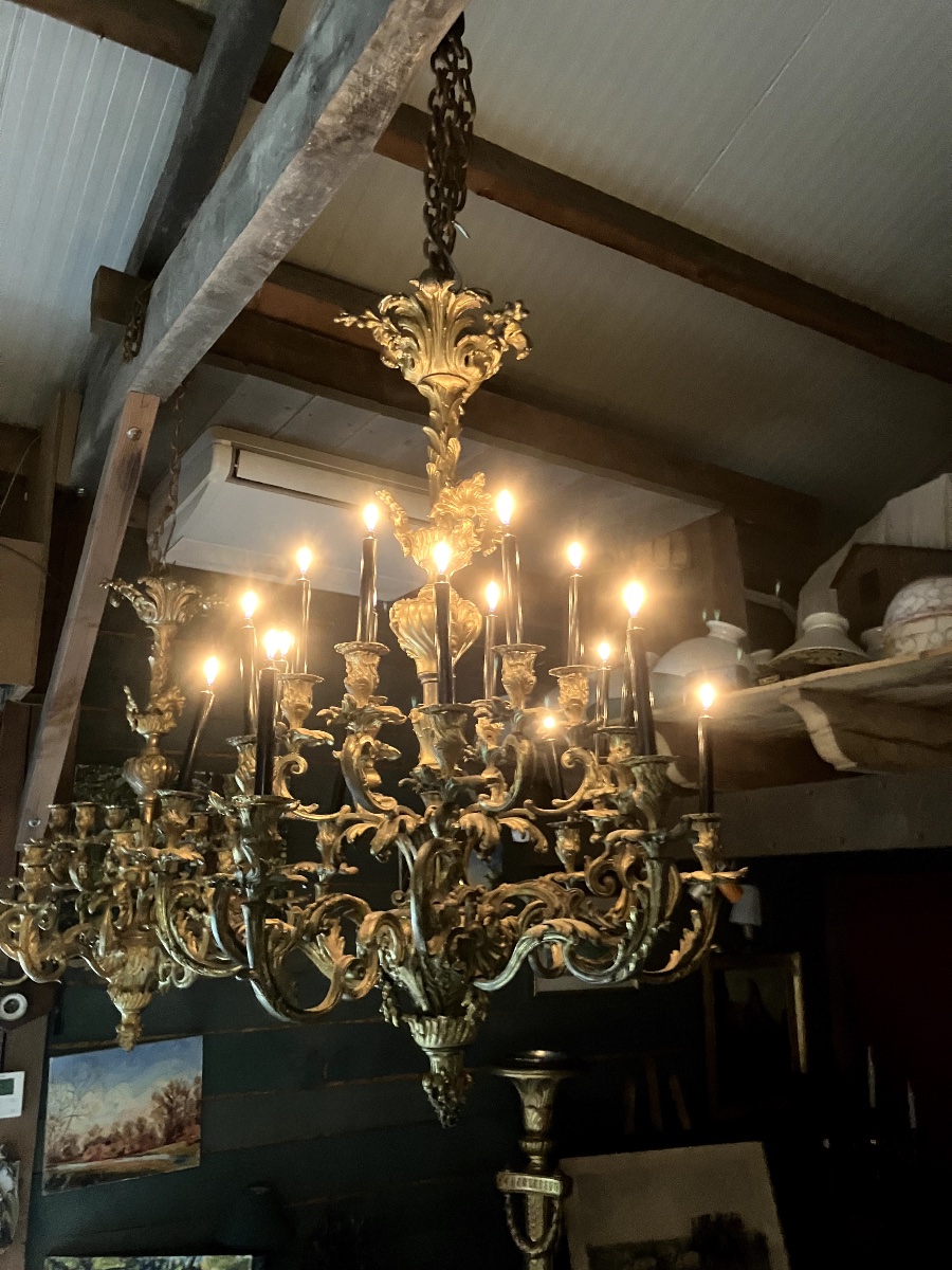 Proantic: Paire de lustres Louis XV en bronze
