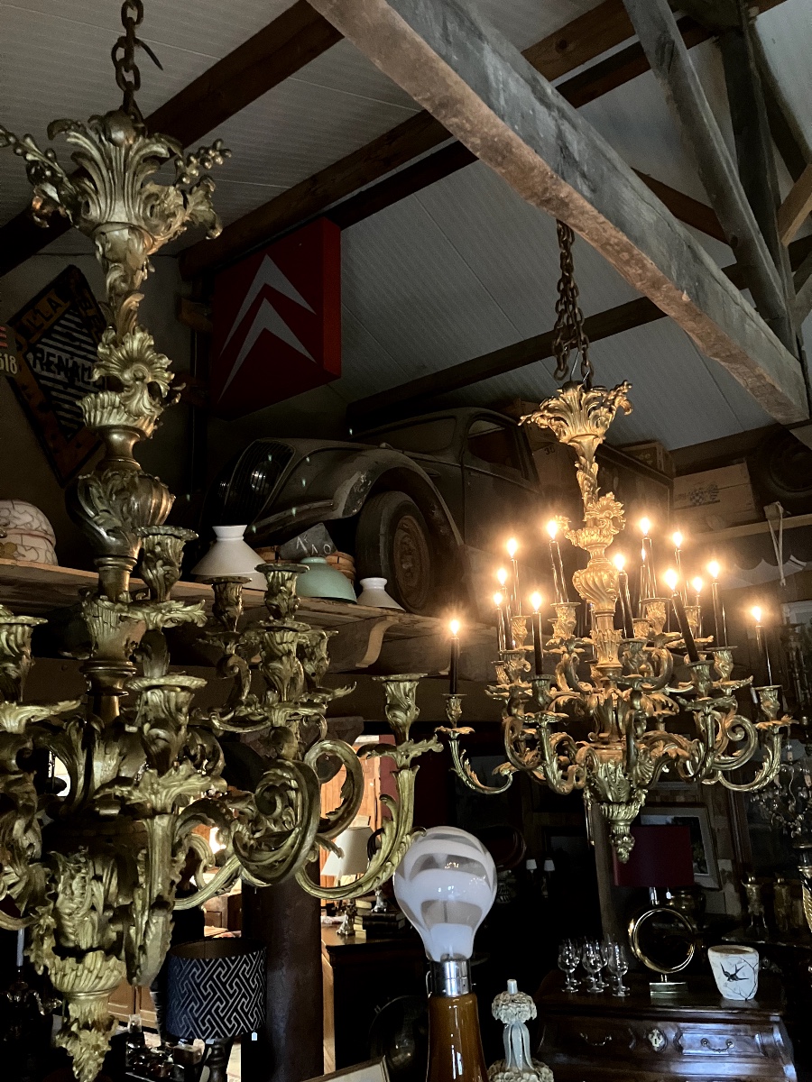 Proantic: Paire de lustres Louis XV en bronze