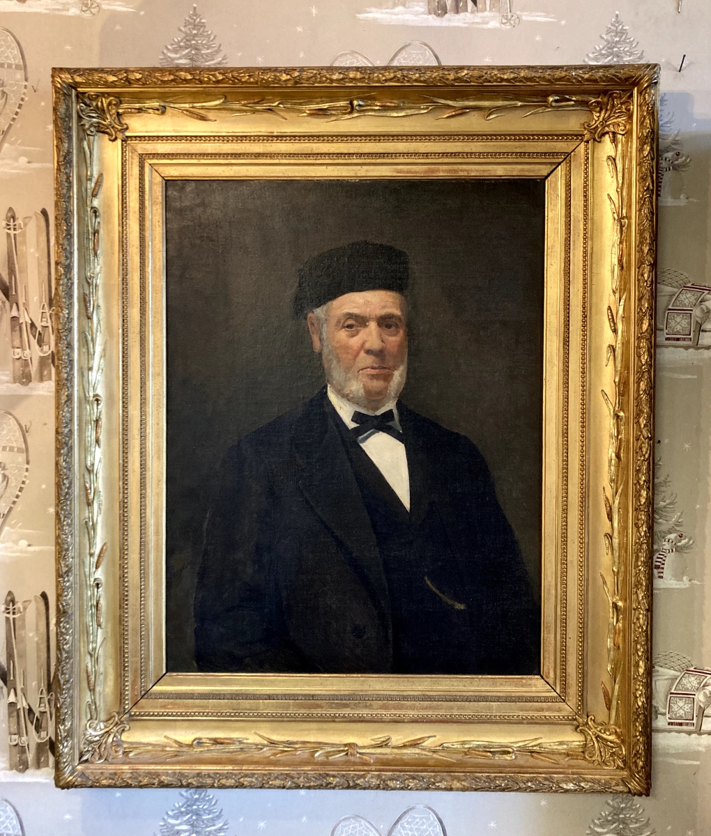 Grand Portrait Huile Sur Toile - Homme En Tenue d'époque