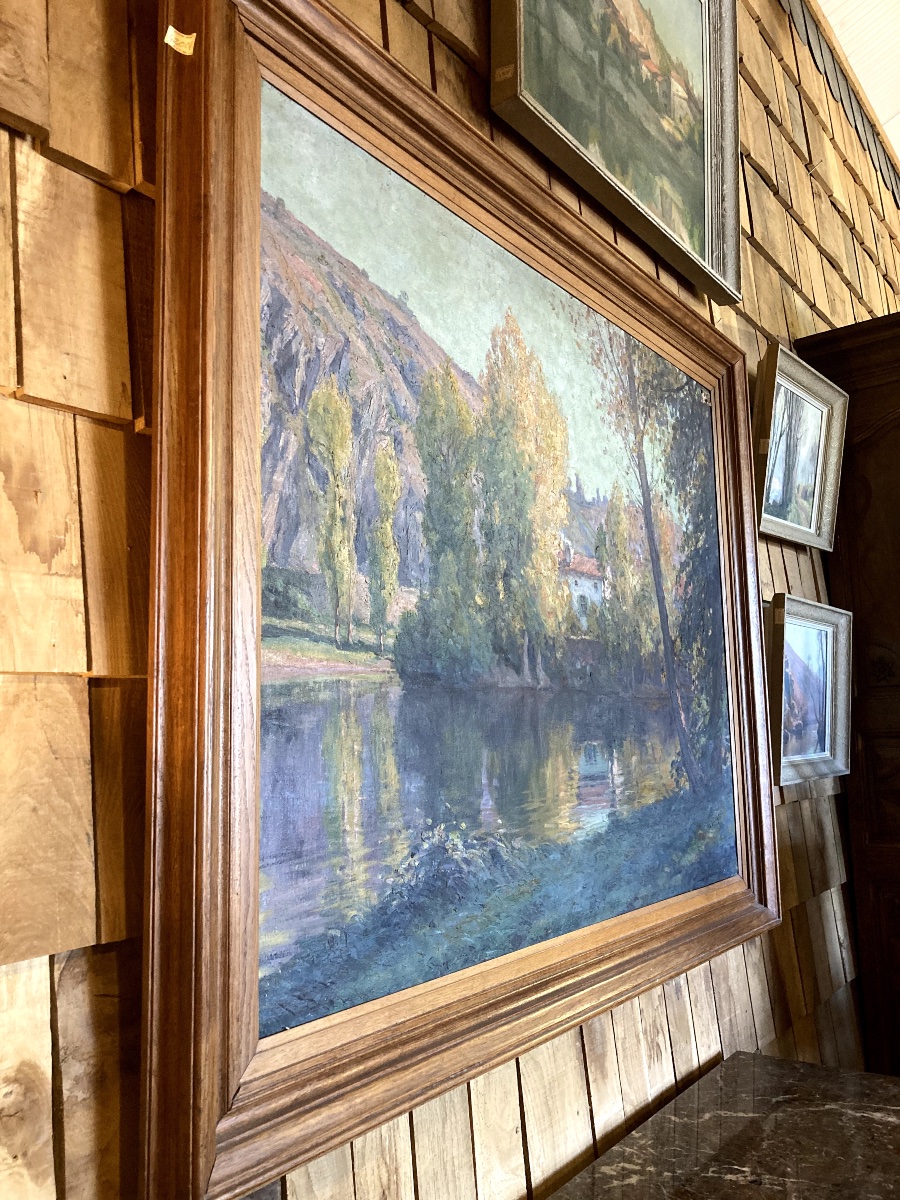 Jean Teilliet (1870-1931) Bords De Rivière Huile Sur Toile Signée Et Datée 1923-photo-2