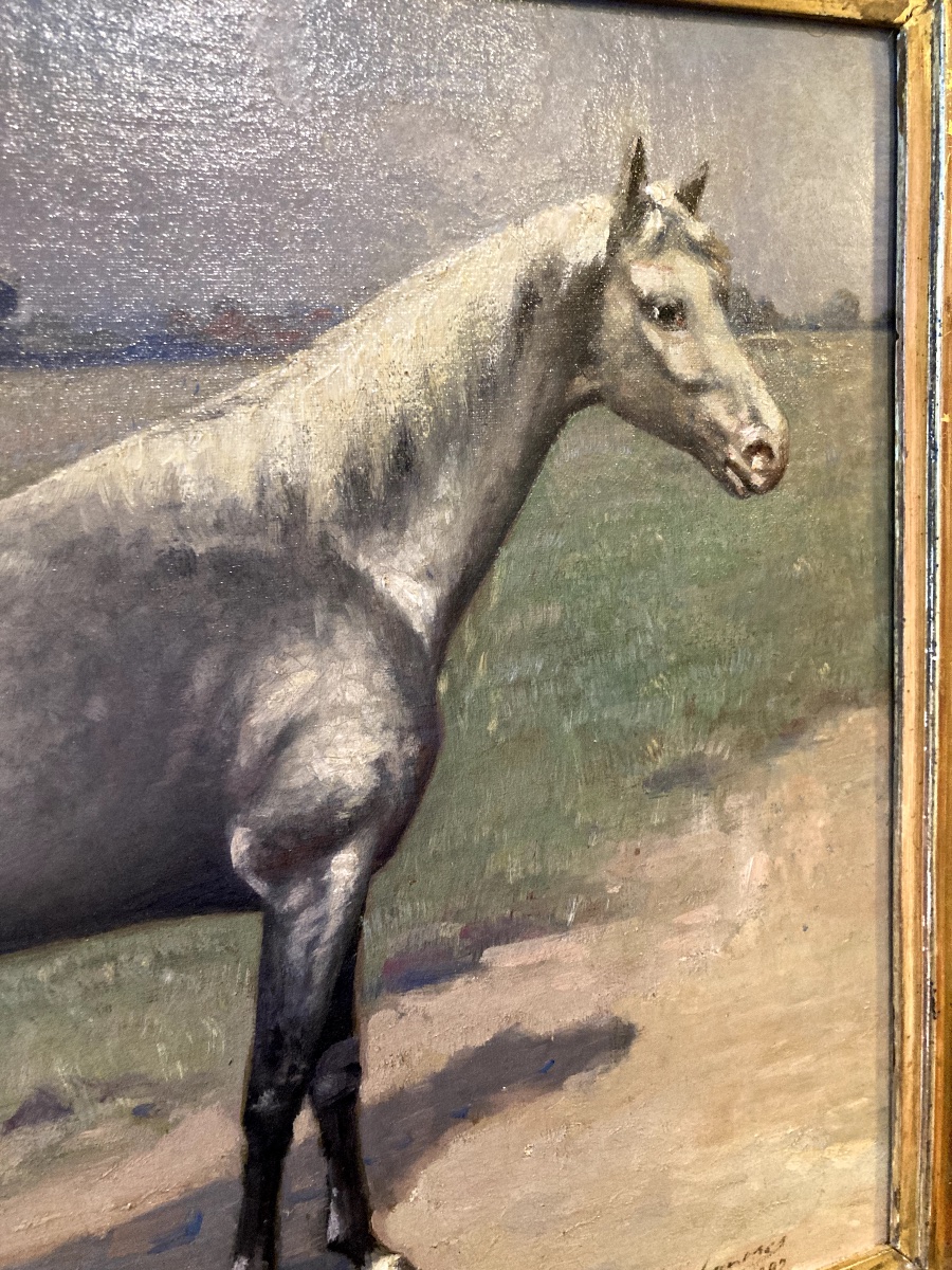 Auguste Moreau-deschanvres - Le Cheval Blanc - Signée et datée-photo-4