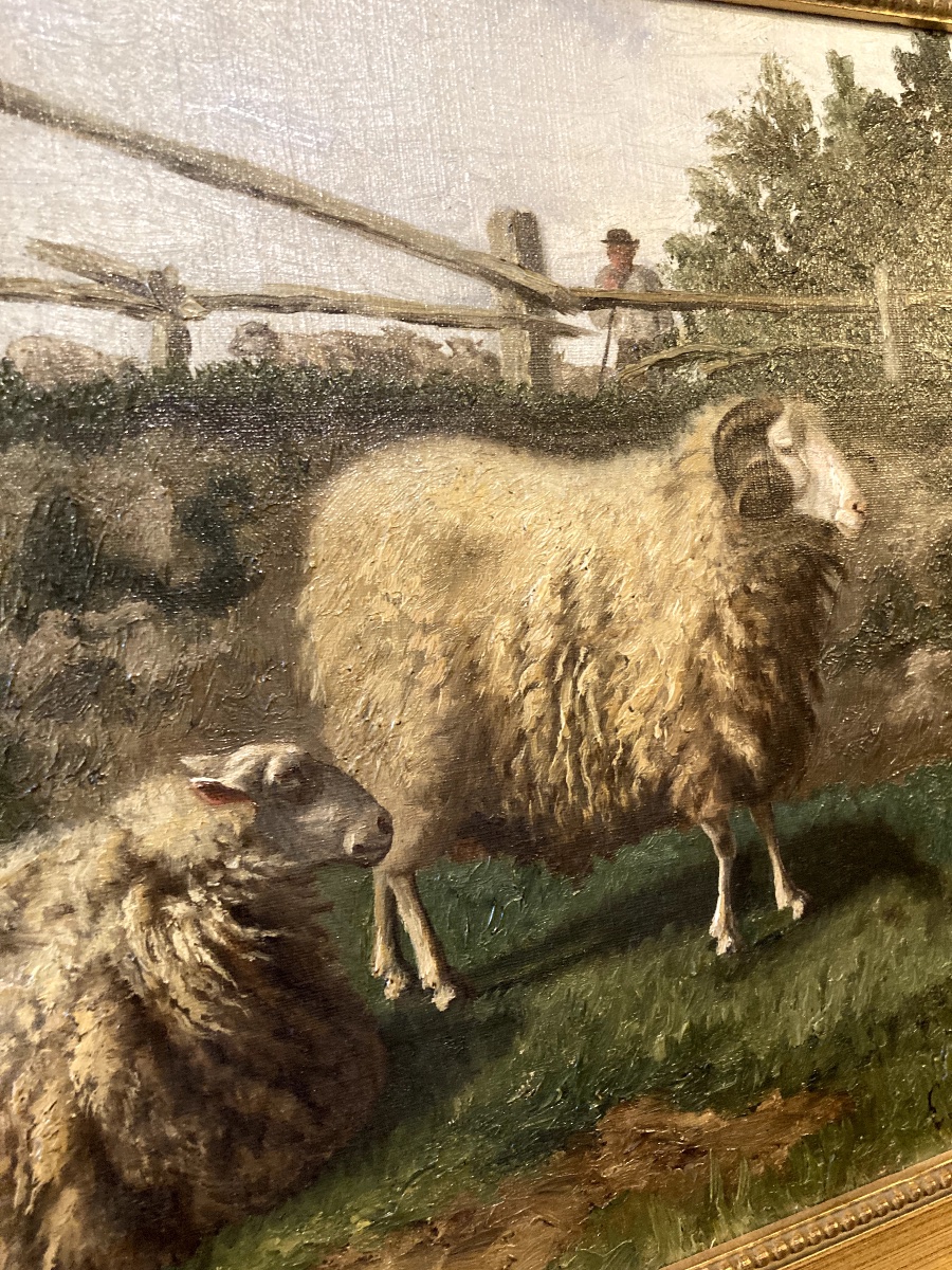Eugène Lefebvre De Longeville - The Two Sheep - Signed-photo-2