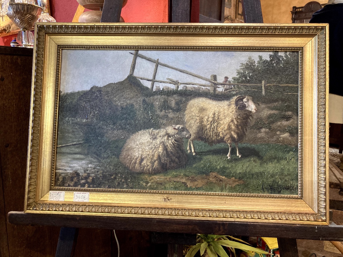 Eugène Lefebvre De Longeville - The Two Sheep - Signed-photo-3