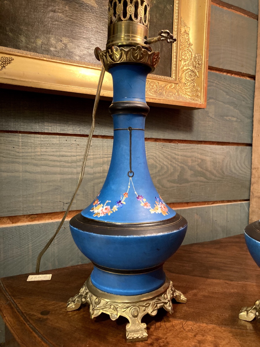 Pair Of Charles X Style  Oil Lamps-photo-3