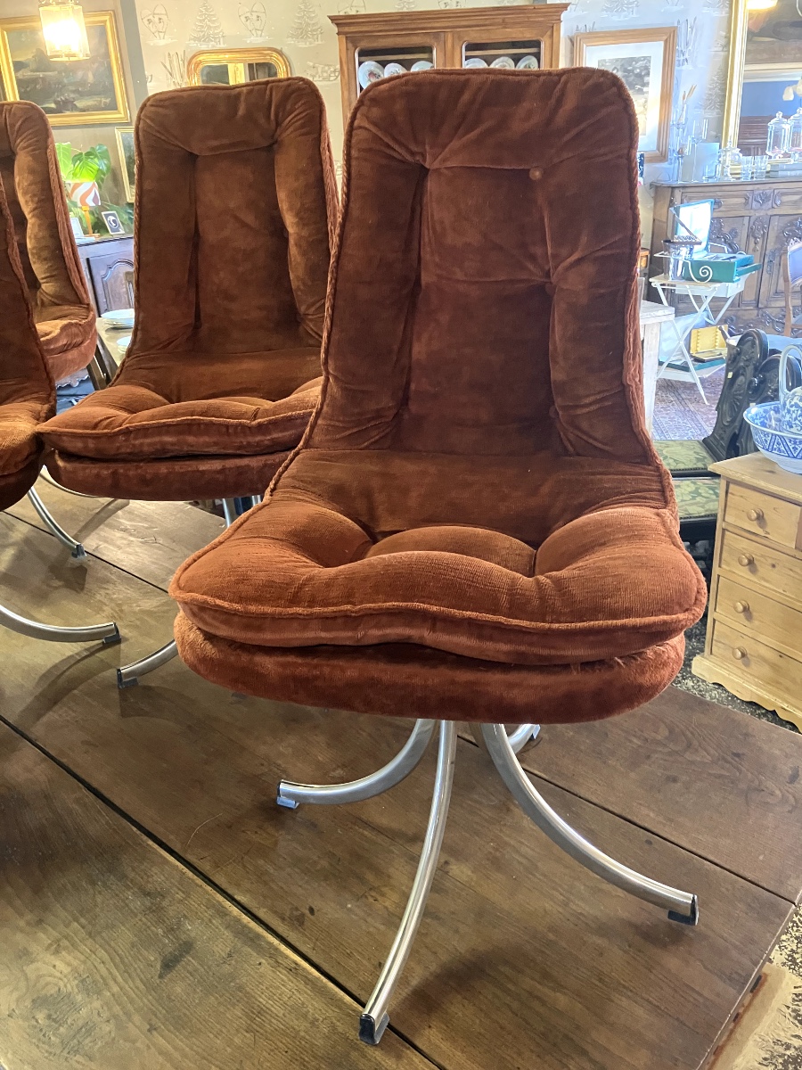 Set Of 4 Swivel Chairs - Gastone Rinaldi For Rima-photo-2