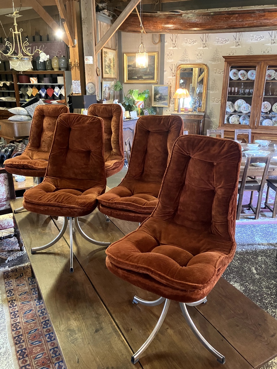 Set Of 4 Swivel Chairs - Gastone Rinaldi For Rima