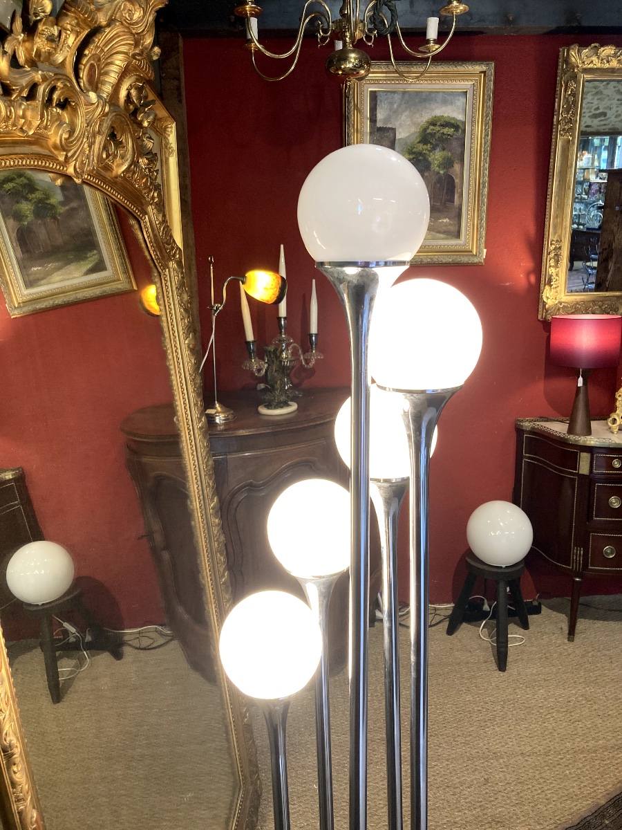 Lampadaire italien  avec 5 globes par Targetti Sankey 1970-photo-1