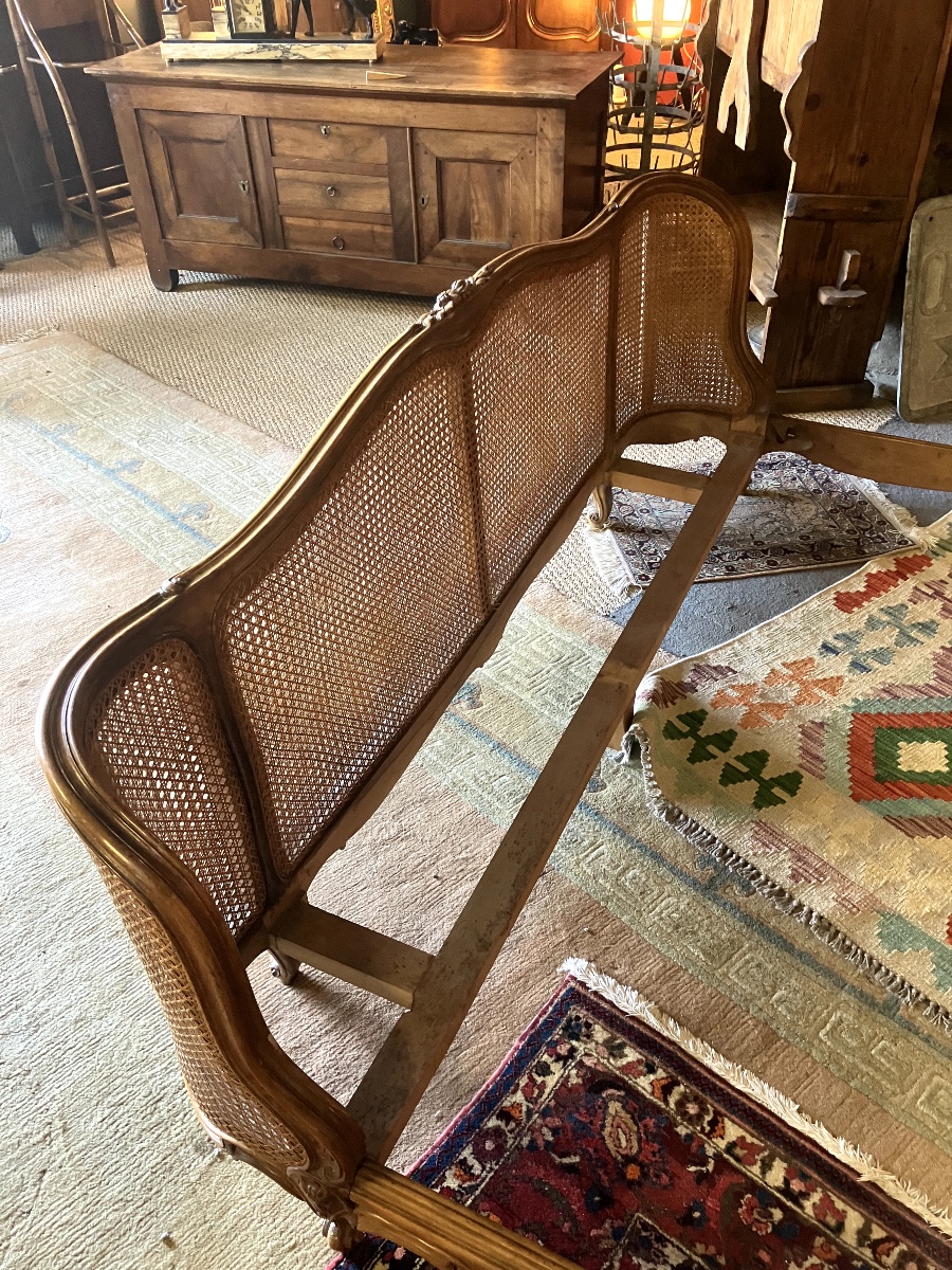 Grand lit en noyer et cannage – Style Louis XV-photo-3