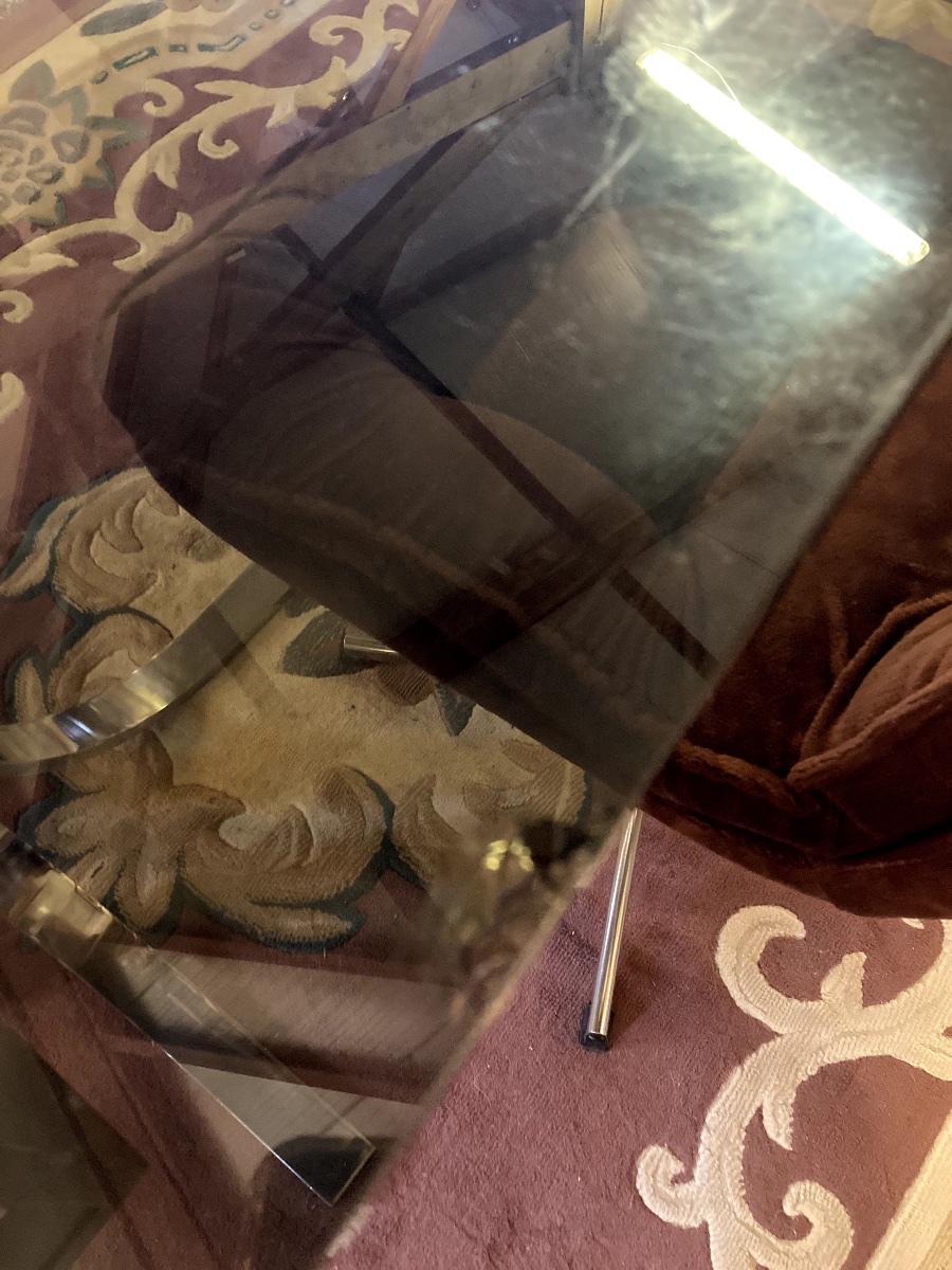 70s Chrome And Smoked Glass Desk -photo-1
