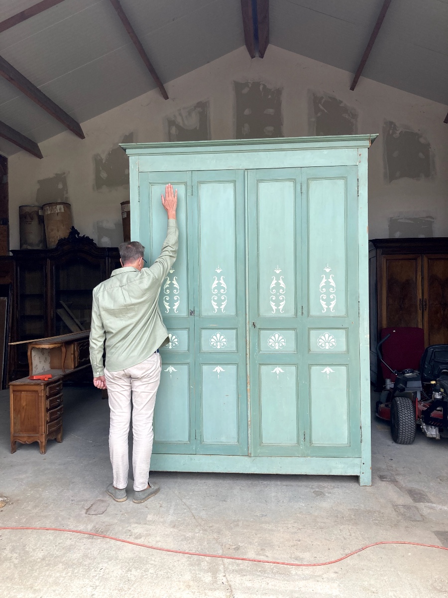 Grande armoire en bois peint-photo-2