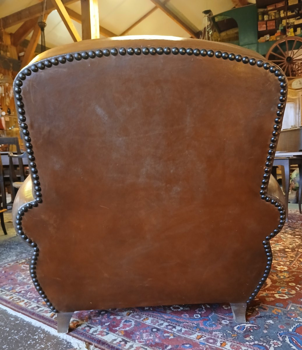 Fauteuil Club cuir havane-photo-4