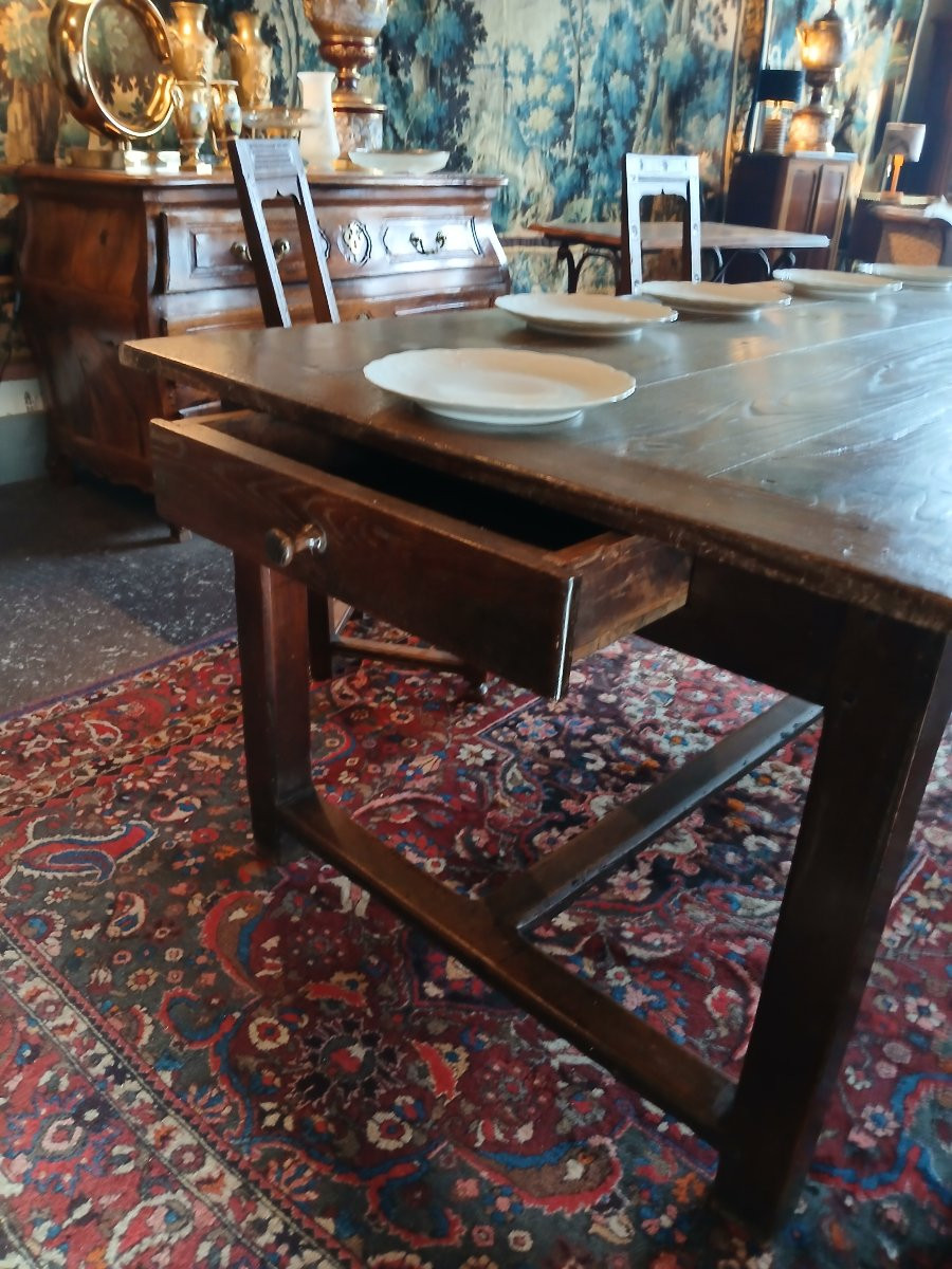 Grande table de ferme en bois de chêne-photo-2